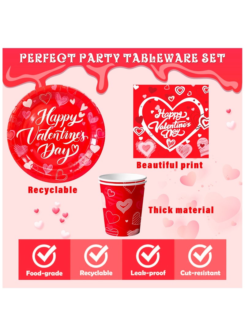 FRUITFUL PARTY - Valentines Day Party Tableware for 24 Guests, Valentines Heart Dispossible Tableware Valentine's Day Party Supplies Tableware Set - Image 1