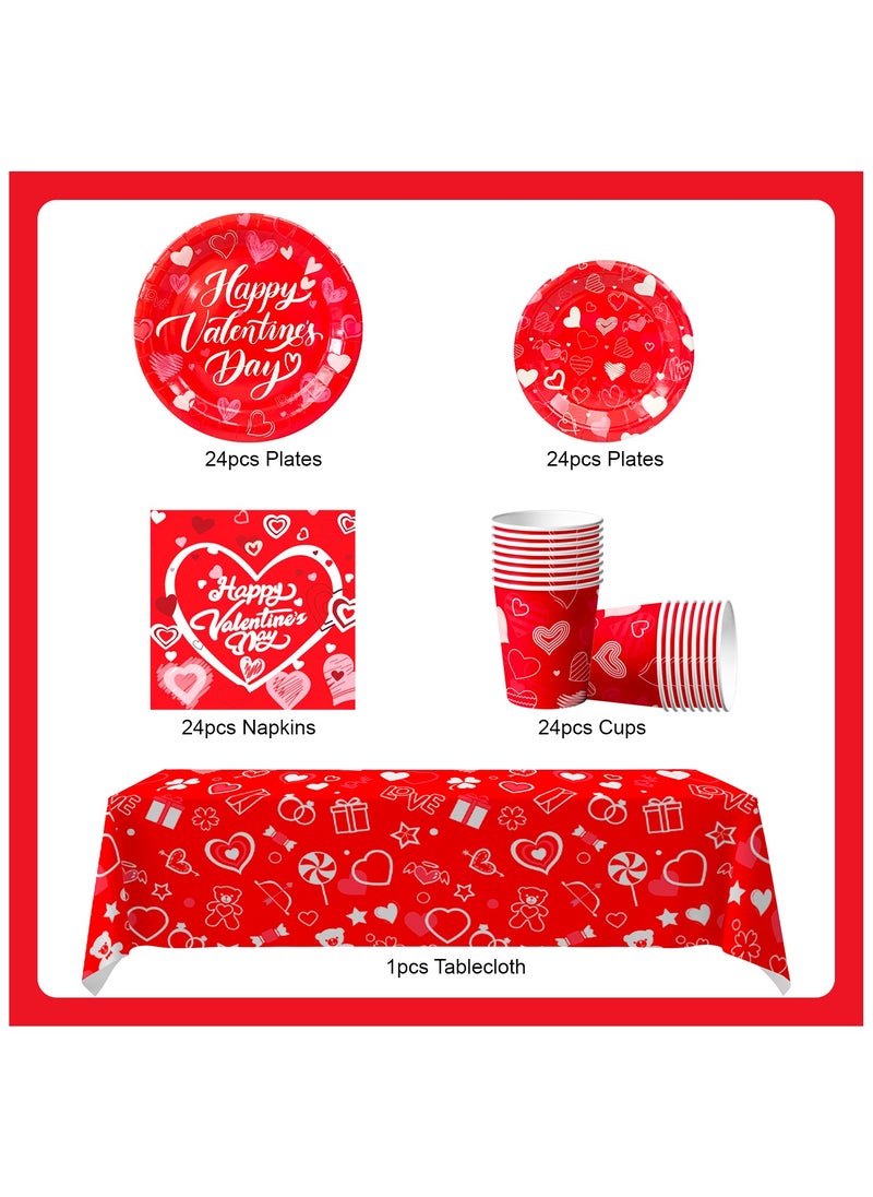FRUITFUL PARTY - Valentines Day Party Tableware for 24 Guests, Valentines Heart Dispossible Tableware Valentine's Day Party Supplies Tableware Set - Image 1
