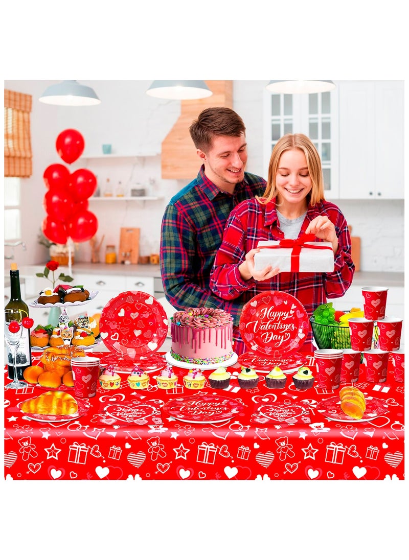 FRUITFUL PARTY - Valentines Day Party Tableware for 24 Guests, Valentines Heart Dispossible Tableware Valentine's Day Party Supplies Tableware Set - Image 1