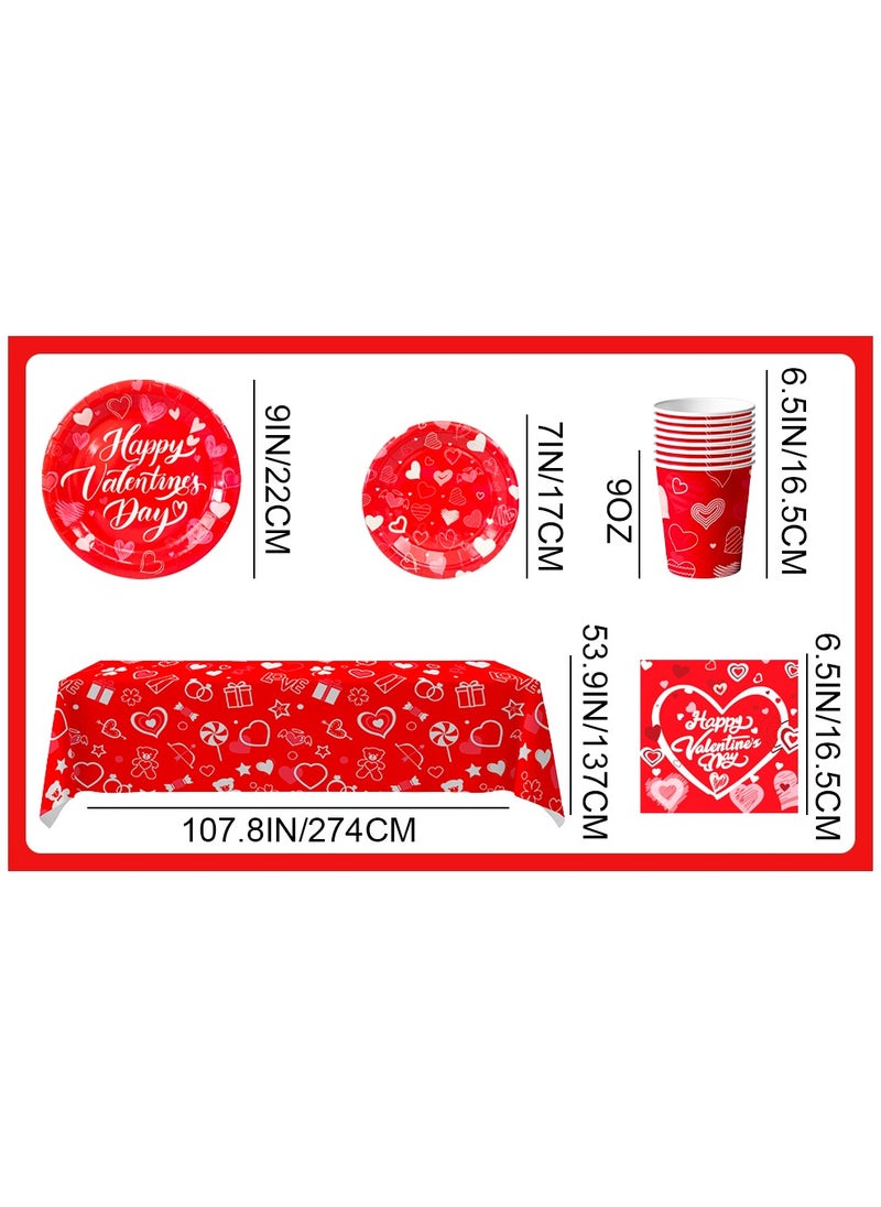 FRUITFUL PARTY - Valentines Day Party Tableware for 24 Guests, Valentines Heart Dispossible Tableware Valentine's Day Party Supplies Tableware Set - Image 1