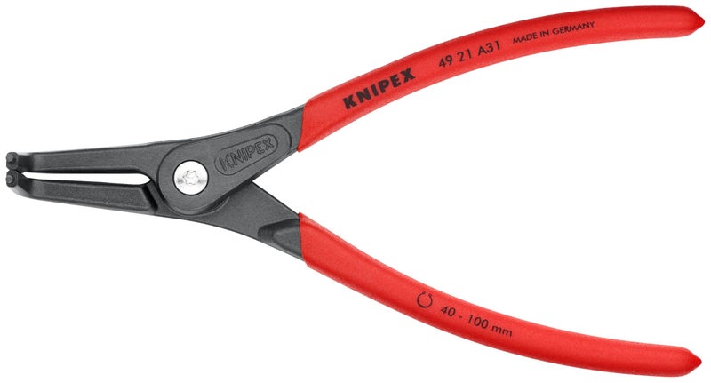 KNIPEX - 46 21 A31 Tools - Precision Circlip Pliers, External, 90 Degree Angled, 1 37/64"-3 15/16" Shaft Dia. (4921A31), 8.50, Red - Image 1