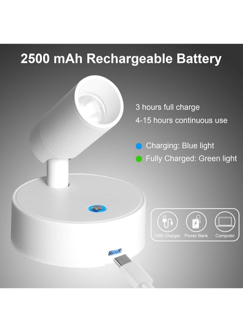 Wireless LED Spot lights Indoor Battery Operated with Remote, Rechargeable Up lights Indoor with Timer＆Dimmable, 3CCT Picture Lights for Wall, SpotLights Accent Uplighting for Plant, Artwork -White - Image 4