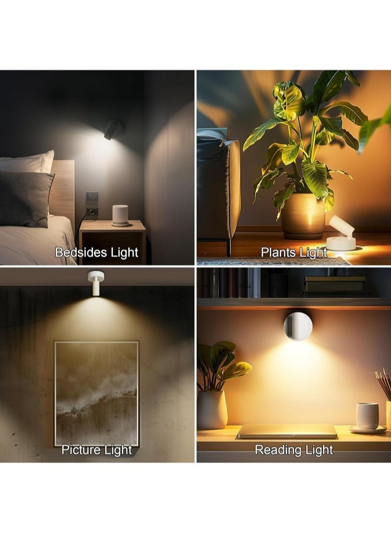 Wireless LED Spot lights Indoor Battery Operated with Remote, Rechargeable Up lights Indoor with Timer＆Dimmable, 3CCT Picture Lights for Wall, SpotLights Accent Uplighting for Plant, Artwork -White - Image 3