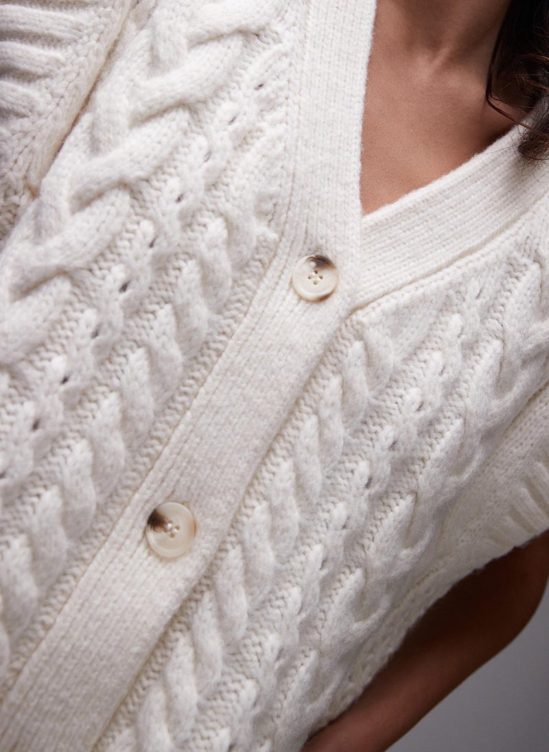 TOPSHOP Knitted Cable V-Neck Waistcoat  - Image 3
