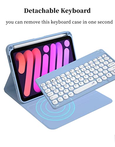 AnMengXinLing Keyboard Case for iPad A16 11th 10th Generation (11/10.9 inch),Rotating Smart Cover with Detachable Magnetic Round Key Keyboard, Teal - Image 3