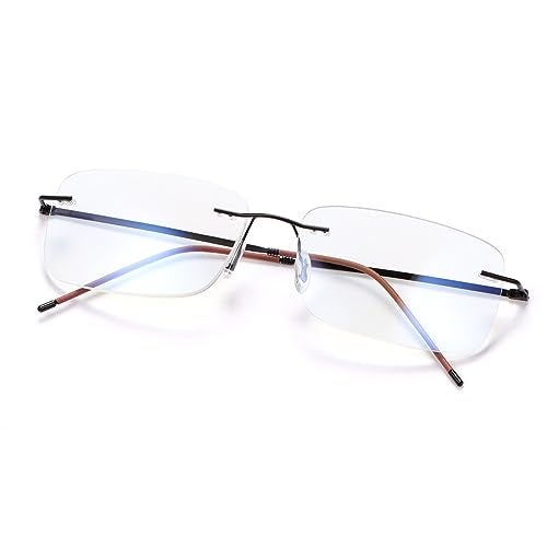 PEEPAI Progressive Multifocus Rimless Reading Glasses Titanium Computer Anti UV Blue Light Readers Transition Lightweight Presbyopia Eyeglasses for Men Women 2.5 - Image 1
