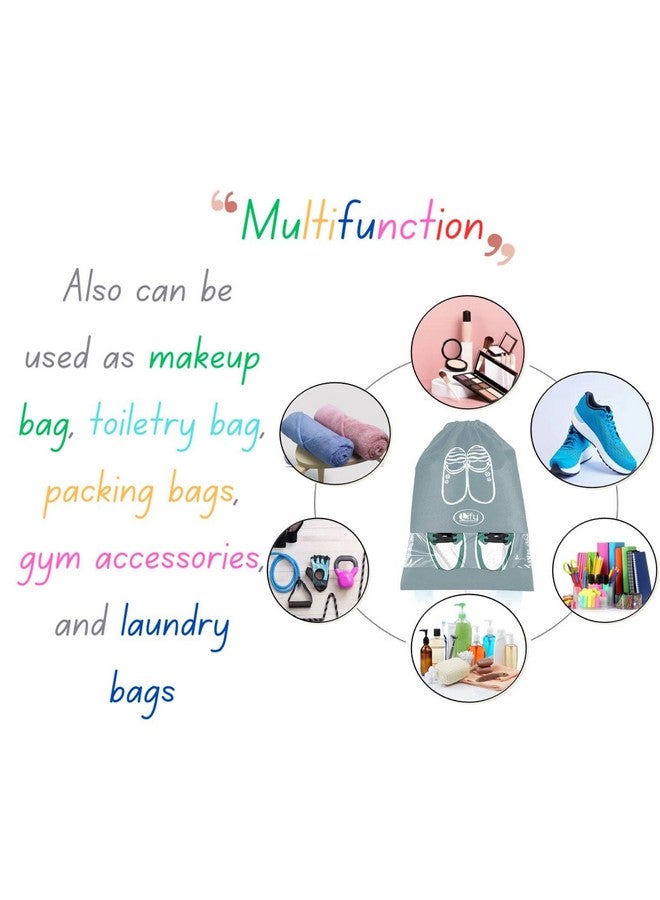 Lify Travel Shoe Bags, Portable Travel Shoe Tote Bags - Packing Organizers for Men and Women- Light Grey (6 Pcs) + Pink (6 Pcs) - 12 Piece Pack - Image 4