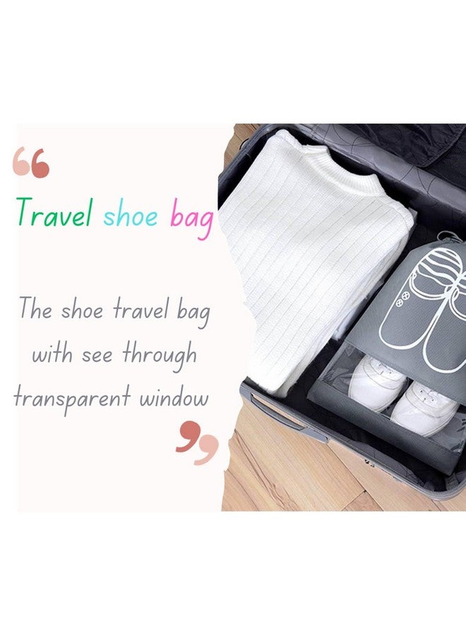 Lify Travel Shoe Bags, Portable Travel Shoe Tote Bags - Packing Organizers for Men and Women- Light Grey (6 Pcs) + Pink (6 Pcs) - 12 Piece Pack - Image 5