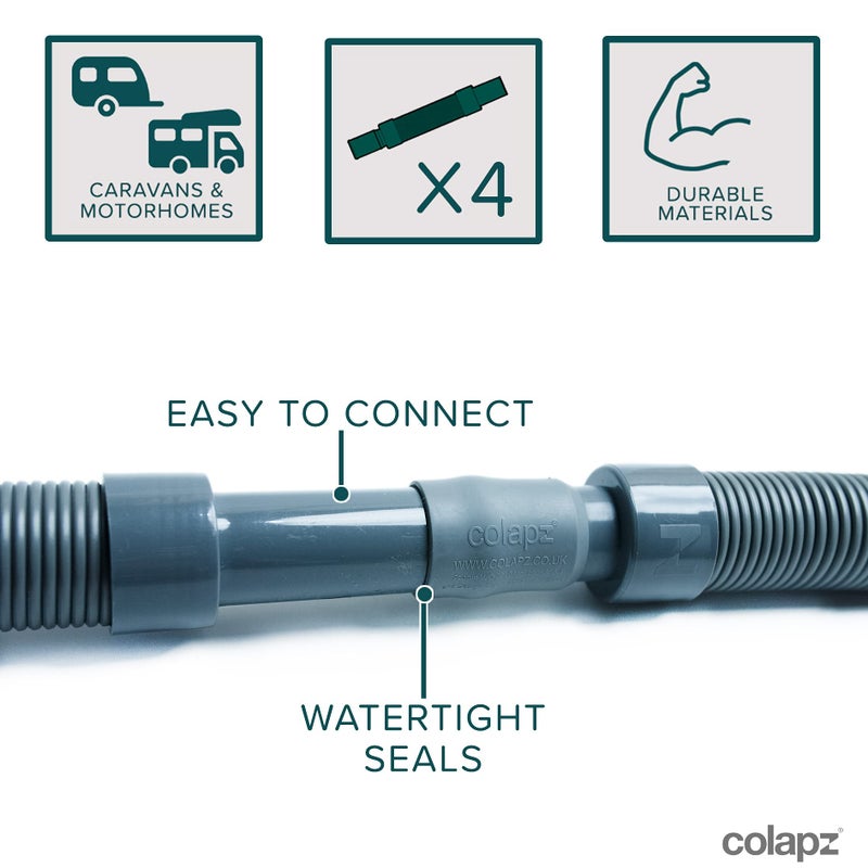 colapz Colapz Caravan Accessories - Collapsible Flexible and Extendable Caravan Waste Pipe System (4 x 1M Pipes, Carry Bag, Cleaning Brush)  - Image 2