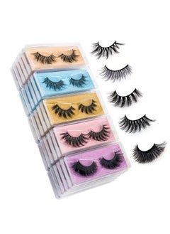Wholesale Mixed Lashes Pack 3D Faux Mink Eyelashes 5 Style 30 Pairs Fluffy Volume Natural Charming Look Medium Length Eyelashes Cotton Band Handmade Reusable Soft False Eyelashes (5 Styles-30 Pairs)