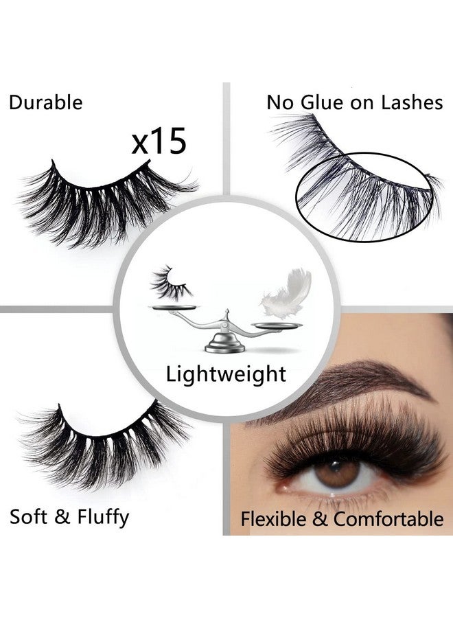 QUNETY - Wholesale Mixed Lashes Pack 3D Faux Mink Eyelashes 5 Style 30 Pairs Fluffy Volume Natural Charming Look Medium Length Eyelashes Cotton Band Handmade Reusable Soft False Eyelashes (5 Styles-30 Pairs) - Image 1
