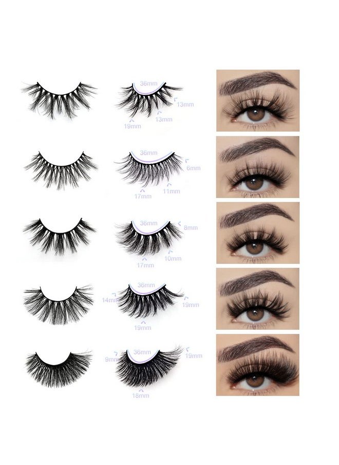 QUNETY - Wholesale Mixed Lashes Pack 3D Faux Mink Eyelashes 5 Style 30 Pairs Fluffy Volume Natural Charming Look Medium Length Eyelashes Cotton Band Handmade Reusable Soft False Eyelashes (5 Styles-30 Pairs) - Image 1