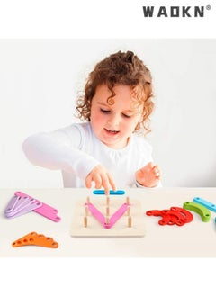 WAOKN Wooden Letter Number Construction Puzzle Educational Stacking Blocks Toy Set Shape Color Sorter Pegboard Activity Board Sort Game for Kids Gift Preschool Learning STEM Toy  - Image 4
