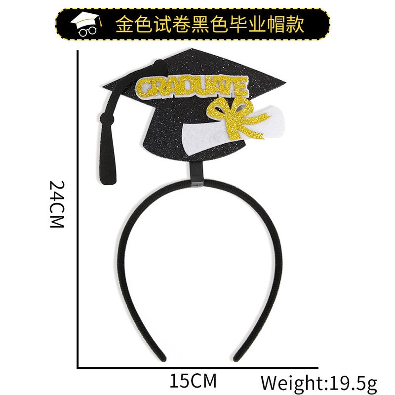 Graduation Season Decoration New Hairband University Kindergarten Graduation Ceremony Po Props Bachelor Cap Certificate Headband - Image 1