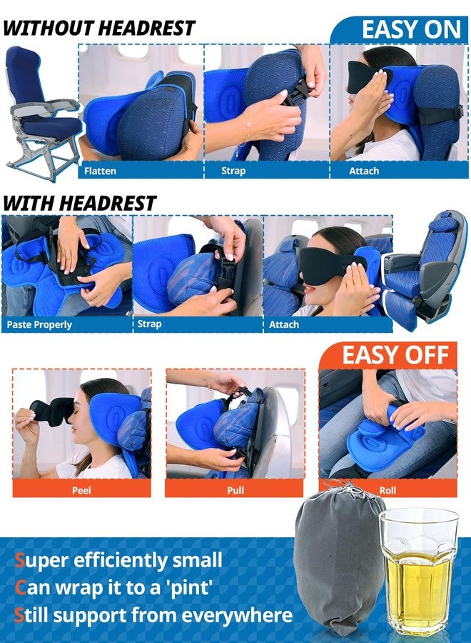SARISUN Travel Pillows for Airplanes, Airplane Pillow with 3D Sleep Eye Mask, 360° Neck Support, Stop Bobblehead Plane Travel Essentials, Adjustable Airplane Head Strap for Budget Airlines, Black - Image 5