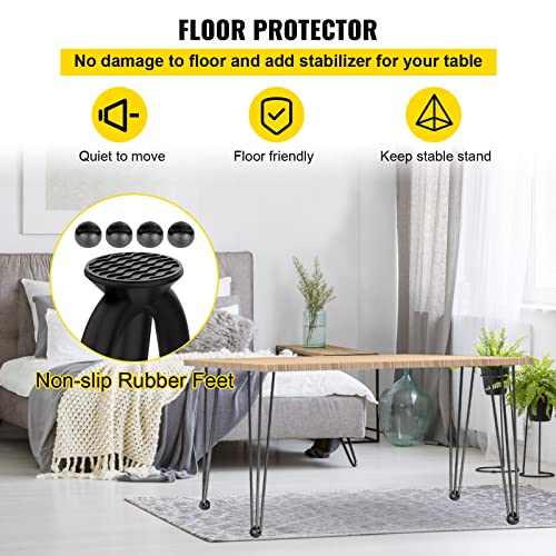 VEVOR Hairpin Table Legs 16" Black Set of 4 Desk Legs 880lbs Total Load Capacity Hairpin Desk Legs 3 Rods for Bench Desk Dining End Table Chairs Carbon Steel DIY Heavy Duty Furniture Legs - Image 5