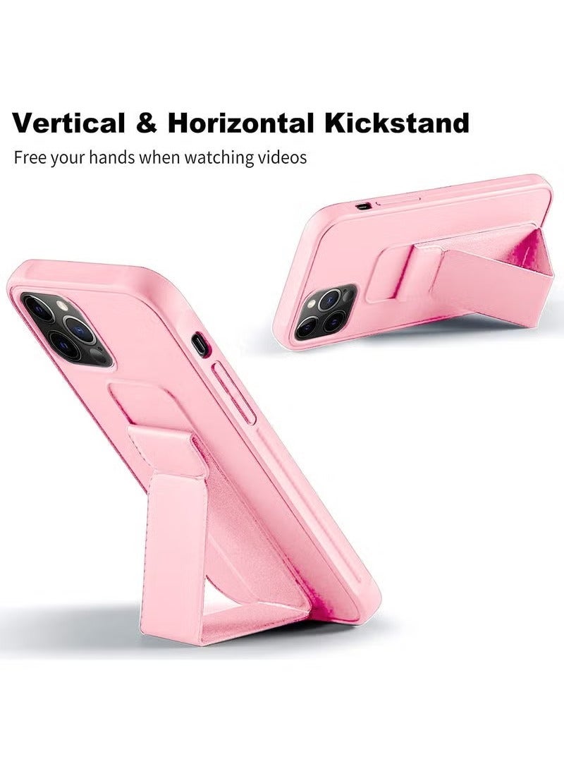 TIGER Hand Grip Foldable Magnetic Kickstand Wrist Strap Finger Grip with Built-In Iron Case Cover for Apple iPhone 15 Pro 2023 – Light Pink | Adjustable Magnetic Stand, Anti-Slip, Shockproof Protection | Durable and Ergonomic iPhone Case with Enhanced Grip and Stability - Image 2