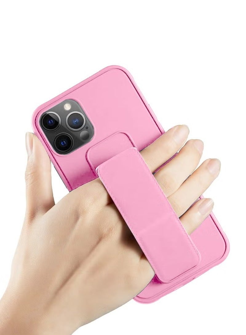 TIGER Hand Grip Foldable Magnetic Kickstand Wrist Strap Finger Grip with Built-In Iron Case Cover for Apple iPhone 15 Pro 2023 – Light Pink | Adjustable Magnetic Stand, Anti-Slip, Shockproof Protection | Durable and Ergonomic iPhone Case with Enhanced Grip and Stability - Image 5