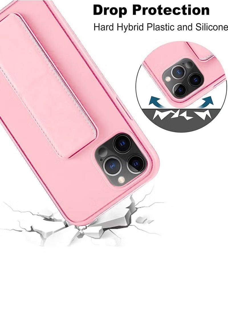 TIGER Hand Grip Foldable Magnetic Kickstand Wrist Strap Finger Grip with Built-In Iron Case Cover for Apple iPhone 15 Pro 2023 – Light Pink | Adjustable Magnetic Stand, Anti-Slip, Shockproof Protection | Durable and Ergonomic iPhone Case with Enhanced Grip and Stability - Image 3