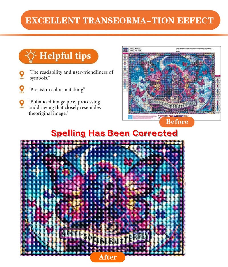 igoodom Diamond Art Kits for Adults, Sugar Skull Diamond Painting Kit, Full Drill Round Butterfly Diamond Art Kits, DIY Gem Art and Crafts for Home Wall Decor Gift 16x12inch - Image 2