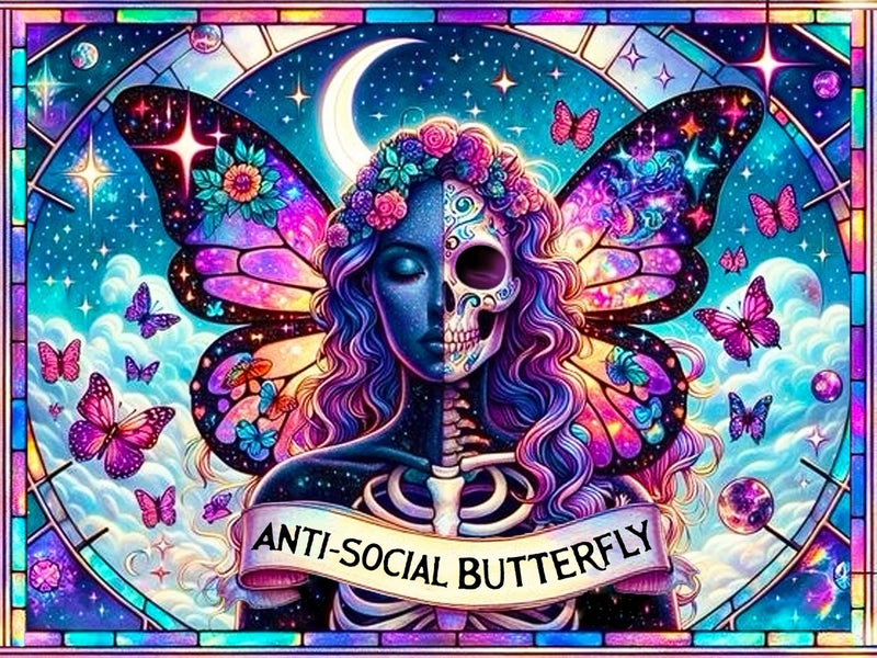 igoodom Diamond Art Kits for Adults, Sugar Skull Diamond Painting Kit, Full Drill Round Butterfly Diamond Art Kits, DIY Gem Art and Crafts for Home Wall Decor Gift 16x12inch - Image 1