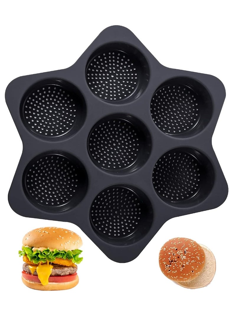 أوزيغالور سليكون مطبوع غير لزغى لصنع الكعكة المقلية 7 حفرة وعاء الخبز للخبز الصنع، صحن الخبز لأداة الخبز المحمصة - Image 2