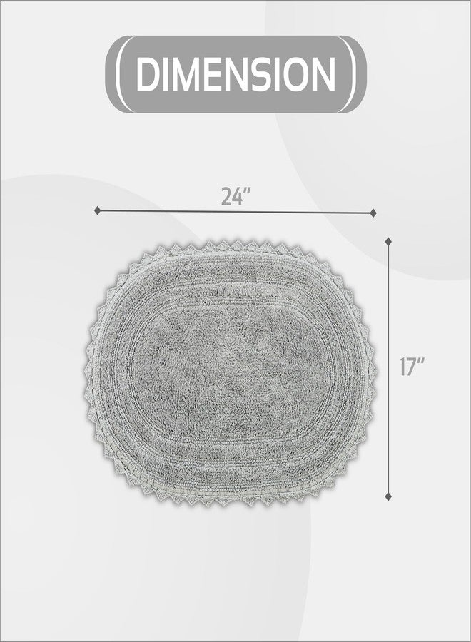 Better Trends Lilly Crochet 17x24 Oval Bath Rugs & Reversible Bath Rugs, Bath mats for Bathroom, Luxurious 100% Cotton Bath Rug & Water Absorbent Bathroom Mat- Grey Bath Matt - Image 4