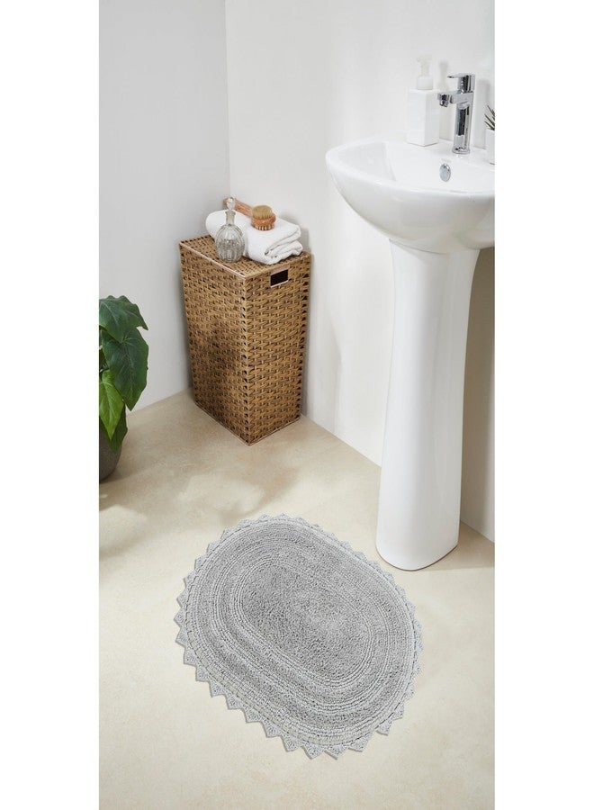Better Trends Lilly Crochet 17x24 Oval Bath Rugs & Reversible Bath Rugs, Bath mats for Bathroom, Luxurious 100% Cotton Bath Rug & Water Absorbent Bathroom Mat- Grey Bath Matt - Image 2