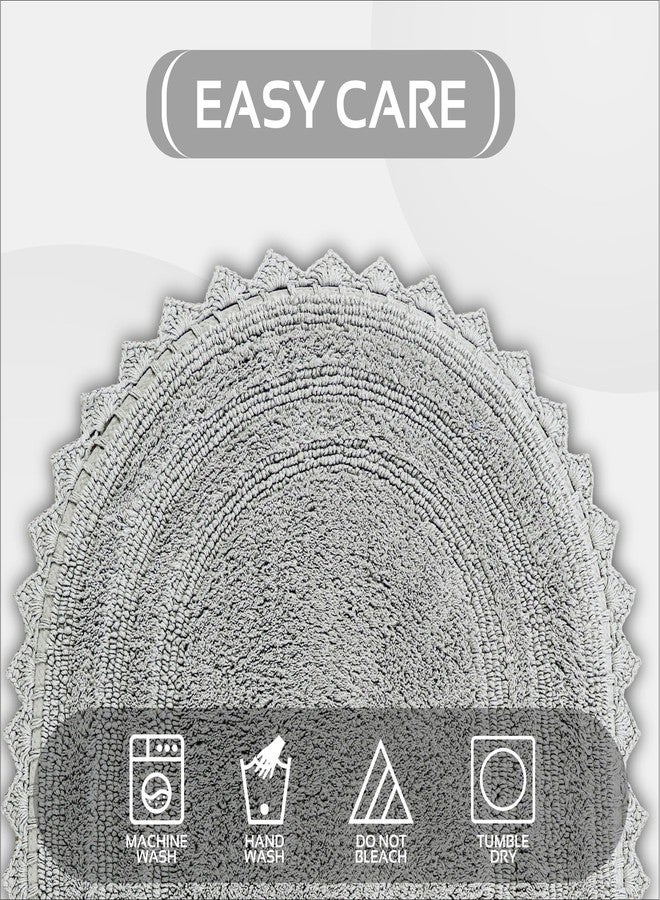 Better Trends Lilly Crochet 17x24 Oval Bath Rugs & Reversible Bath Rugs, Bath mats for Bathroom, Luxurious 100% Cotton Bath Rug & Water Absorbent Bathroom Mat- Grey Bath Matt - Image 3