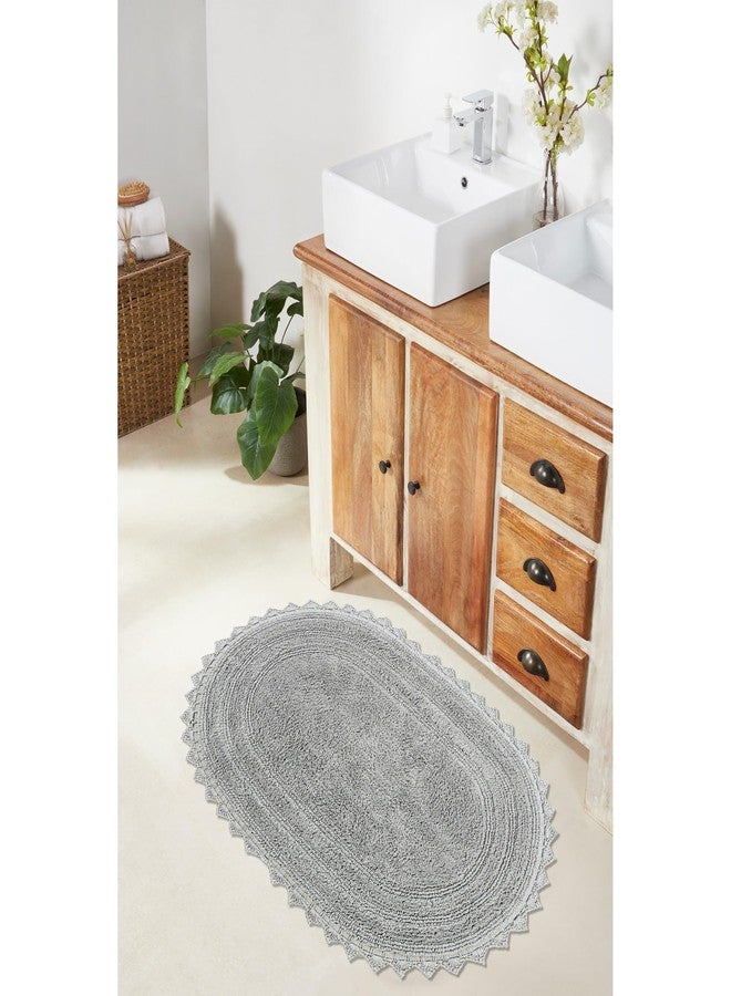 Better Trends Lilly Crochet 17x24 Oval Bath Rugs & Reversible Bath Rugs, Bath mats for Bathroom, Luxurious 100% Cotton Bath Rug & Water Absorbent Bathroom Mat- Grey Bath Matt - Image 5