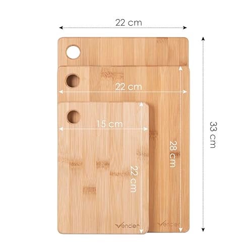 Vencier Thick Wooden Cutting Boards Set - Perfect for Meat Carving, Vegetable and Bread Cutting - Bamboo Chopping Board Ensemble (3pc Set) - Image 2