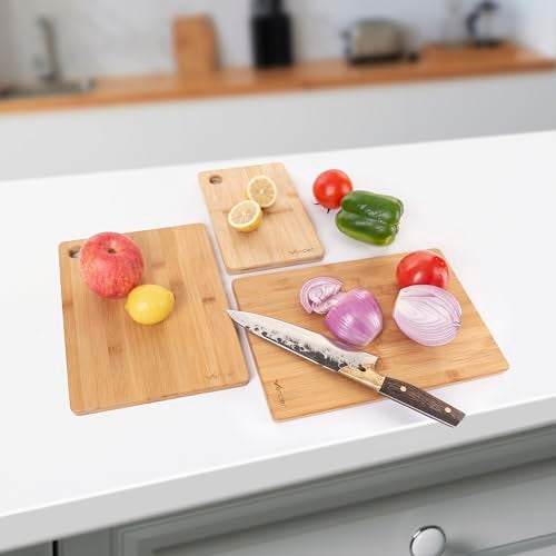 Vencier Thick Wooden Cutting Boards Set - Perfect for Meat Carving, Vegetable and Bread Cutting - Bamboo Chopping Board Ensemble (3pc Set) - Image 3