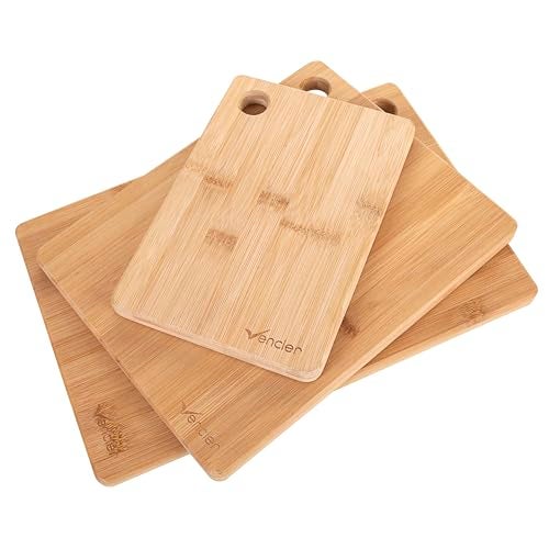 Vencier Thick Wooden Cutting Boards Set - Perfect for Meat Carving, Vegetable and Bread Cutting - Bamboo Chopping Board Ensemble (3pc Set) - Image 5
