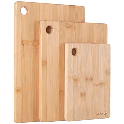 Vencier Thick Wooden Cutting Boards Set - Perfect for Meat Carving, Vegetable and Bread Cutting - Bamboo Chopping Board Ensemble (3pc Set) - Image 1