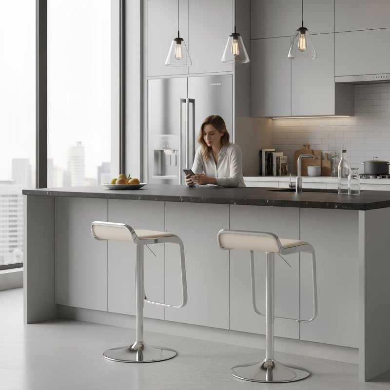 شاربدو كرسي بار 4PCS ، كرسي مستدير صغير عالي الظهر ، كرسي بار عالي قابل للتعديل مريح مع 360 درجة دوار مثالي للمطبخ المنزلي مقابل الطعام كرسي مساند القدم العالي - Image 2