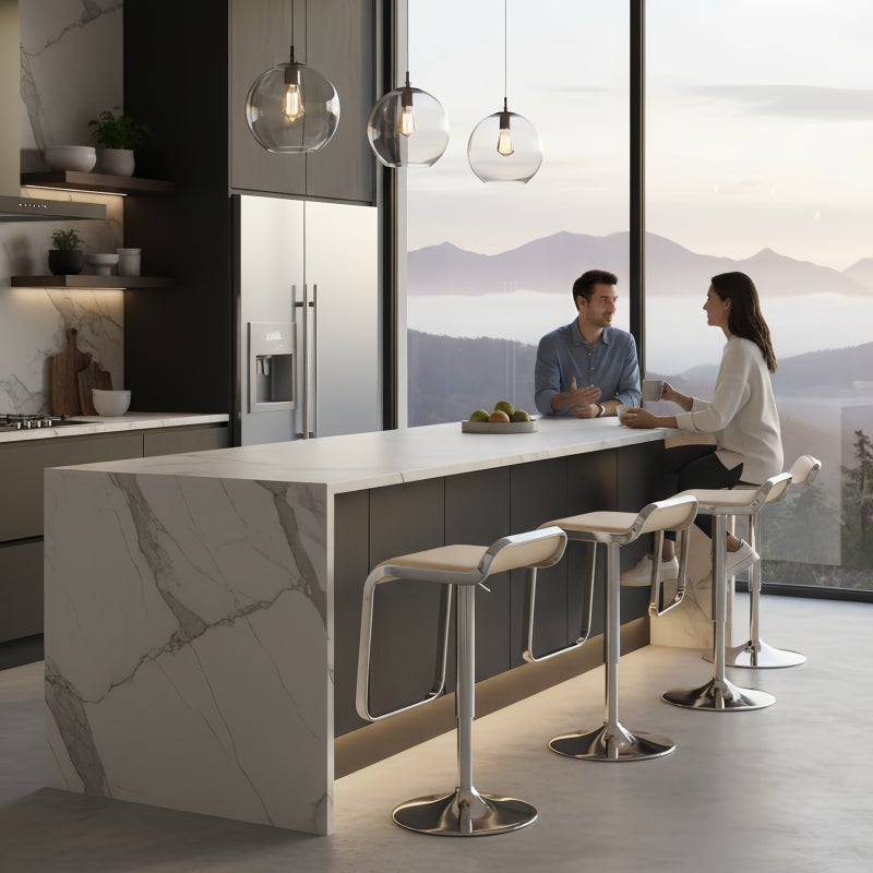 شاربدو كرسي بار 4PCS ، كرسي مستدير صغير عالي الظهر ، كرسي بار عالي قابل للتعديل مريح مع 360 درجة دوار مثالي للمطبخ المنزلي مقابل الطعام كرسي مساند القدم العالي - Image 5