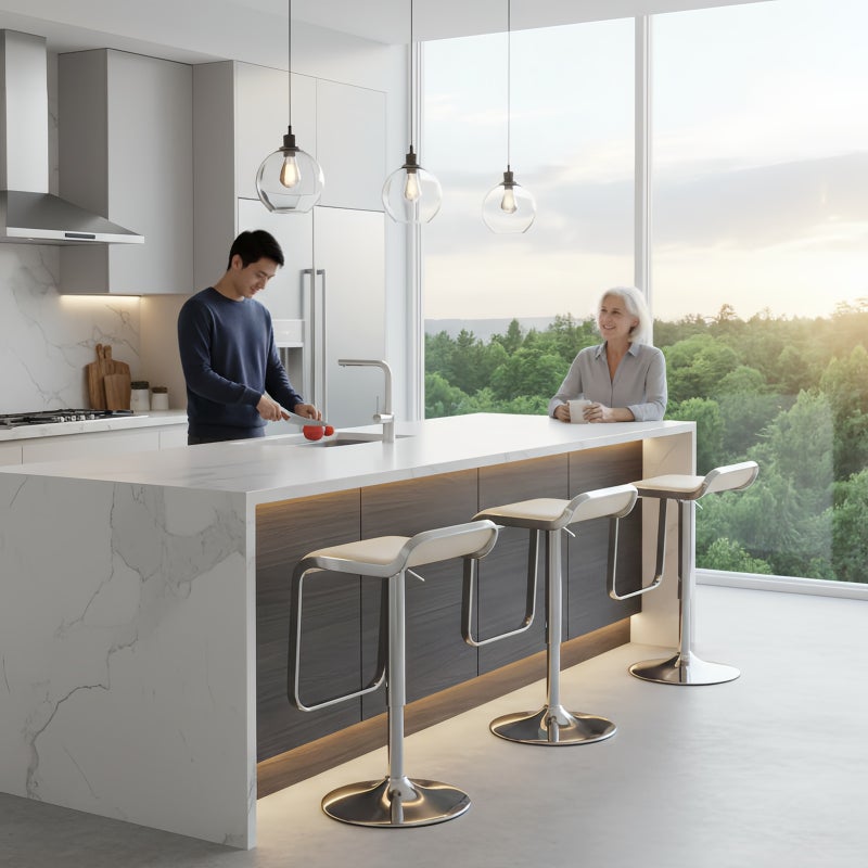 شاربدو كرسي بار 4PCS ، كرسي مستدير صغير عالي الظهر ، كرسي بار عالي قابل للتعديل مريح مع 360 درجة دوار مثالي للمطبخ المنزلي مقابل الطعام كرسي مساند القدم العالي - Image 4