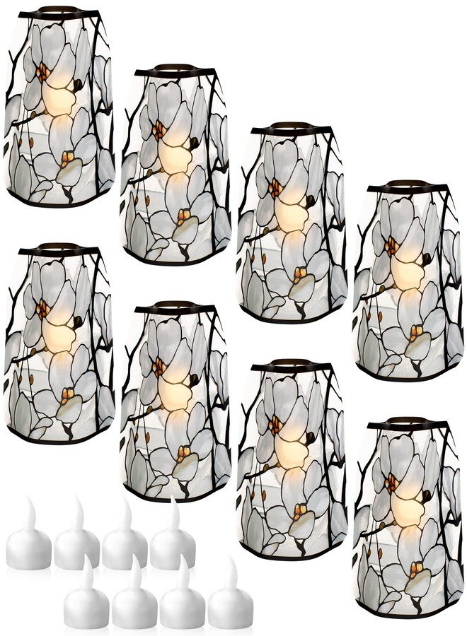 MODGY Luminary LED Lantern Candle Holder Decorative Indoor Outdoor Decor, Plastic Candle Lamps for Wedding Table Centerpiece Porch, Flameless Floating Candles, 2-Pack, Mag Window, Louis C. Tiffany - Image 1