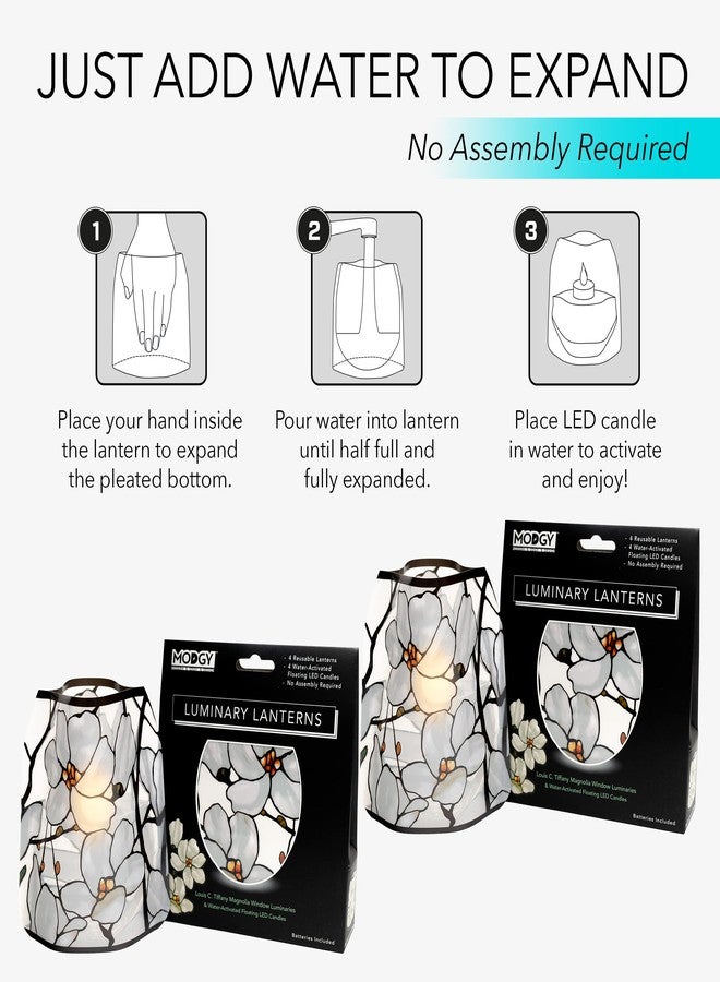 MODGY Luminary LED Lantern Candle Holder Decorative Indoor Outdoor Decor, Plastic Candle Lamps for Wedding Table Centerpiece Porch, Flameless Floating Candles, 2-Pack, Mag Window, Louis C. Tiffany - Image 4