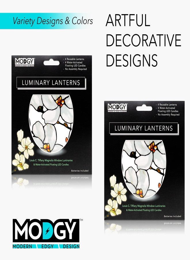 MODGY Luminary LED Lantern Candle Holder Decorative Indoor Outdoor Decor, Plastic Candle Lamps for Wedding Table Centerpiece Porch, Flameless Floating Candles, 2-Pack, Mag Window, Louis C. Tiffany - Image 5