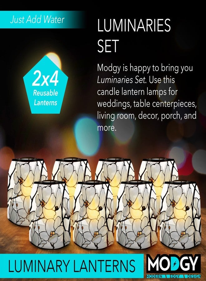 MODGY Luminary LED Lantern Candle Holder Decorative Indoor Outdoor Decor, Plastic Candle Lamps for Wedding Table Centerpiece Porch, Flameless Floating Candles, 2-Pack, Mag Window, Louis C. Tiffany - Image 2