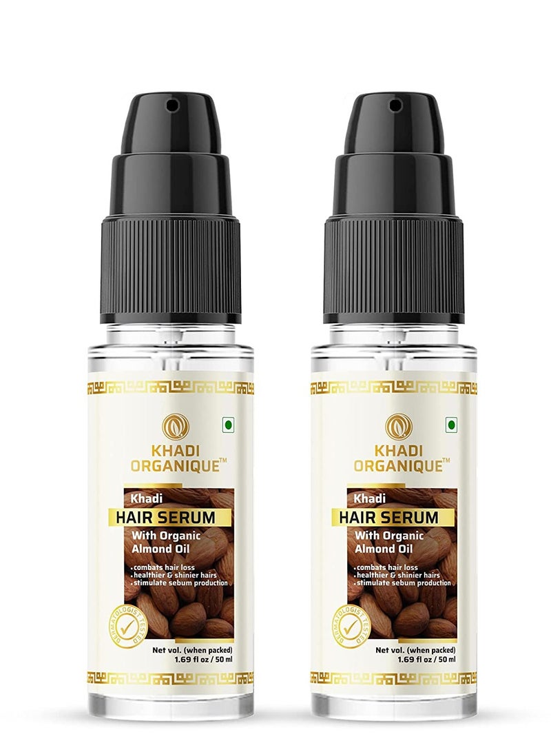 Khadi ORGANIQUE Khadi Organique Herbal Hair Serum  with organic almond oil (Pack of 2) 100 ml - Image 1