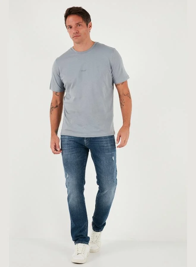 بوراتي تيشيرت قطن رجالي بياقة دائرية بقصة عادية من بوراتي