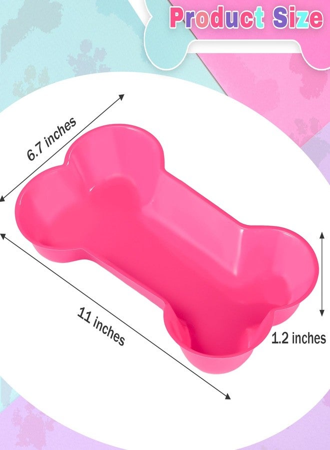 Nitial 60 Pcs Dog Bone Shaped Serving Trays, Plastic Dog Birthday Decorations Colorful Pet Patrol Plates Food Bowls Disposable Tableware Party Supplies(Sweet Color) - Image 3