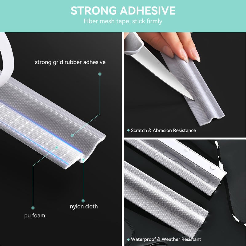 MOPMS Draft Stopper Sweep, Door Weatherproofing Stripping, Window Seal Strip Self-adhisive Soundproof Cuttable Weather Length 6.56Ft - Grey - Image 3