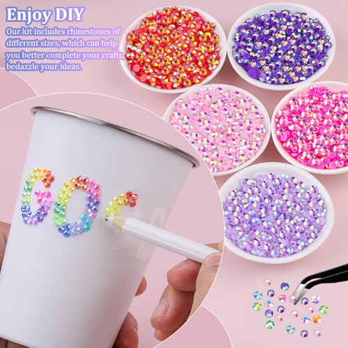 TINKRSTUFF 8500Pcs Resin Jelly Rhinestones with Tweezers for Crafting, Mixed-Color 5mm Flatback Gems, Bedazzling Crystal with 3Pcs 10ml B7000 Jewelry Glue for DIY Crafts Clothing Tumblers Shoes Nail Art - Image 3