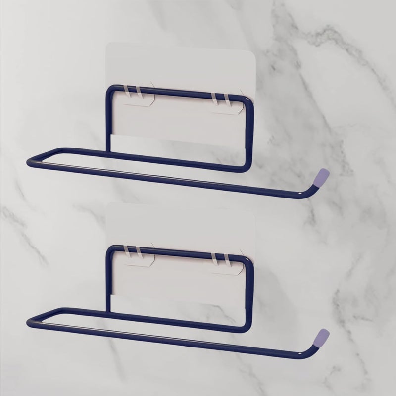 Boniry 2 Pcs Self-Adhesive Wall-Mounted Toilet Paper Holder | Napkin Holder/Towel Holder for Bathroom & Wash Basin | Space-Saving Black GI Steel Design - Image 1