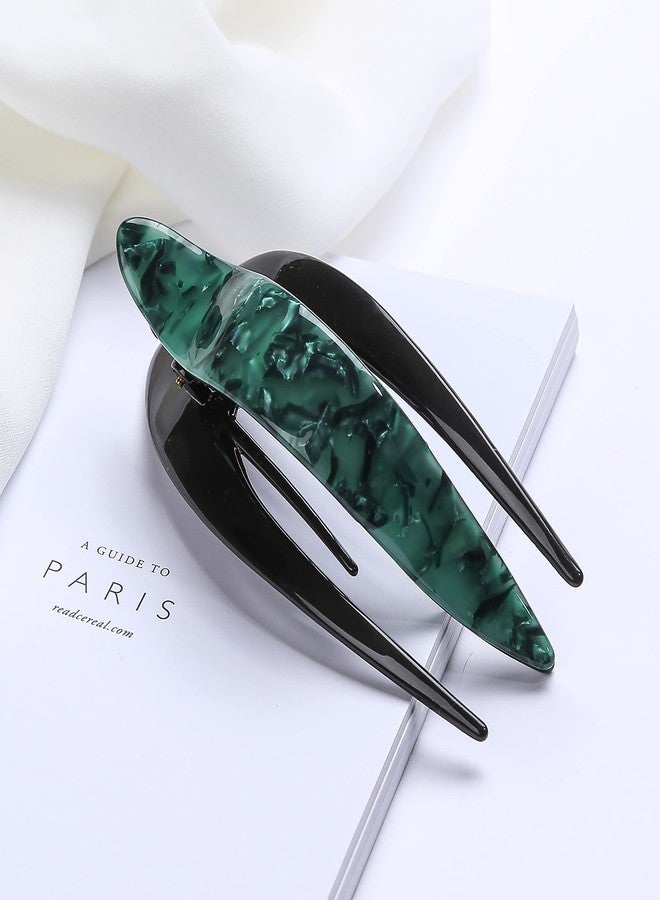 Prettyou 4.3" Celluloid French Design Tortoise Shell Barrettes Side-slide Opening Duck Luxury Fashion Accessories Hair Clip Claw for Women, pack of one(Forest) - Image 2