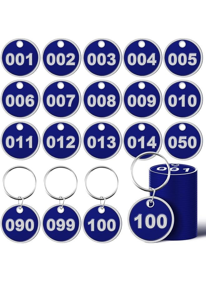 erorex Numbered Key Tags 1 100 Aluminum Alloy Metal Key Id Tags With Rings For Luggage Dormitory Cabinets And Lockers Blue  - Image 1