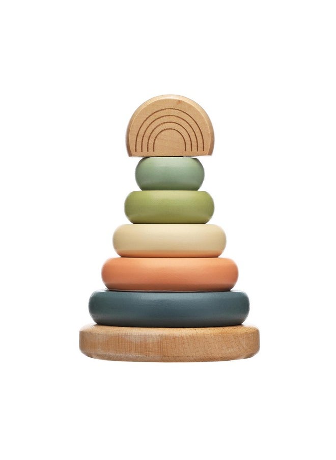 pearhead Pearhead Wooden Stacking Rainbow Toy, Baby and Toddler Ages 12+ Months Montessori Toy, Interactive Stackable Rings Learning Toy, Baby Girl or Baby Boy Nursery Accessory  - Image 1